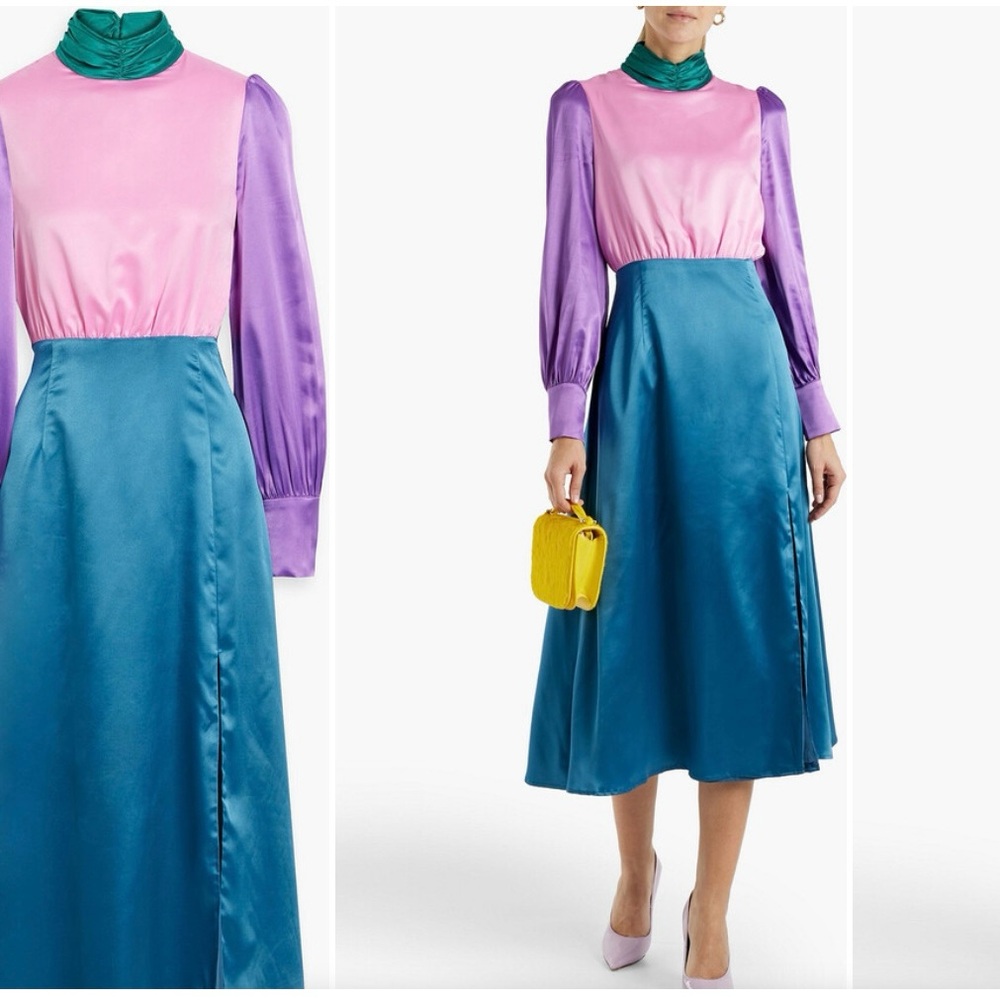 OLIVIA RUBIN Pink and Teal Midi Dress - Picture 4 of 6